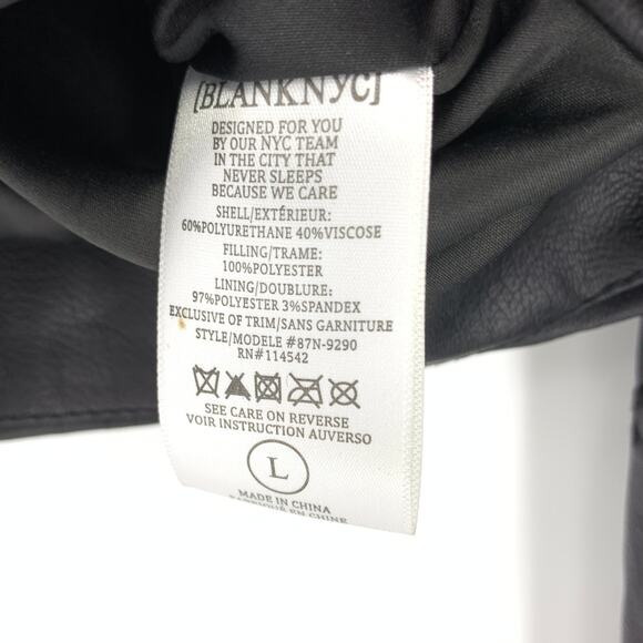 Blanknyc Women's Large Black Motorcycle Jacket Faux Leather Stitch Details - Picture 8 of 8